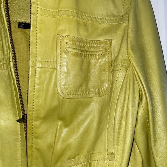 FOR JOSEPH Neon Yellow Soft Butter Leather Full-Zip Buckle Jacket Size S - Picture 5 of 15
